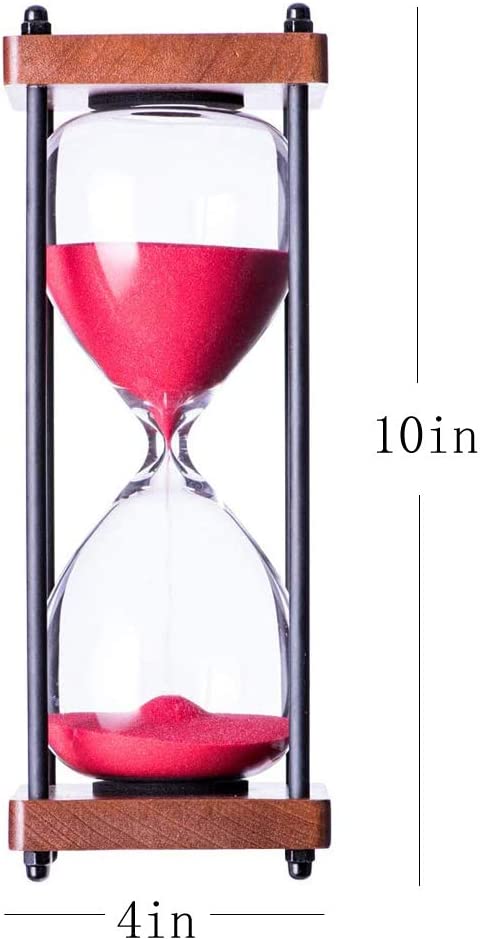 Large Hourglass Timer 30 Minute, Decorative Wooden Sandglass, Red