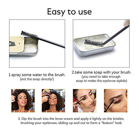 Ownest 2 PCS Eyebrow Soap Kit,Brows Styling Soap,Long Lasting Waterproof Smudge Proof Eyebrow Styling Pomade for Natural Brows, 3D Feathery Brows Makeup Balm