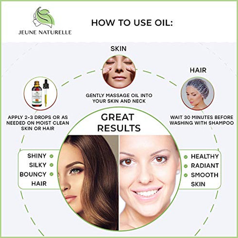 Jeune Naturelle Pumpkin Seed Oil Organic - 100% Pure RAW Cold Pressed Undiluted Pumpkin Seed Oil For Anti Aging Wrinkle Repair Dark Spots Scars Acne Hair Growth Serum Pumpkin Oil - Vitamin E Oil For Skin, 2 oz
