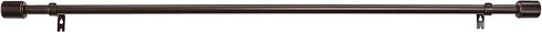 Amazon Basics 1-Inch Wall Curtain Rod with Cap Finials - 36 to 72 Inch, Dark Bronze (Espresso)