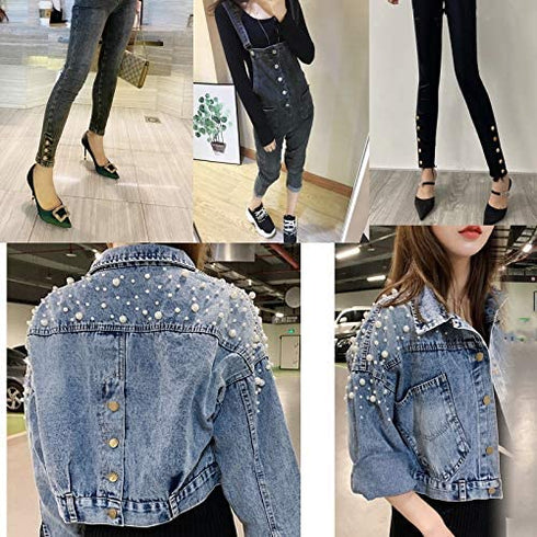 ICEYLI 17mm Replacement Jeans Buttons, 12 Sets Perfect Fit Instant Adjustable Pants Button,No-Sew Nailess Removable Metal Buttons Replacement Repair Combo Thread Rivets and Screwdrivers (style1)