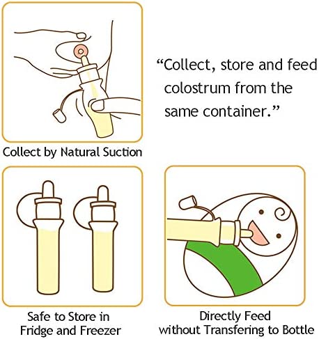 haakaa Colostrum Collector Set Includes a Portable Case and a White Cotton Cloth Wipe for Breastfeeding Moms to Collect Store and Feed Colostrum, 4ml/6pcs