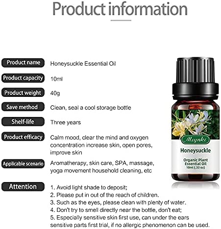Essential Oils Honeysuckle Essential Oil - Organic Plant & Natural 100% Pure Honeysuckle Oil for Diffuser, Humidifier, Massage,Sleep, Bath, Skin & Hair Care - 10ml