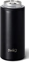 Swig Life Skinny Can Cooler, Stainless Steel, Dishwasher Safe, Triple Insulated Slim Can Sleeve for 12oz Tall Skinny Can Beverages (Black)