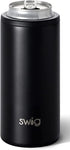Swig Life Skinny Can Cooler, Stainless Steel, Dishwasher Safe, Triple Insulated Slim Can Sleeve for 12oz Tall Skinny Can Beverages (Black)