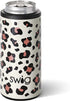 Swig Life Skinny Can Cooler, Stainless Steel, Dishwasher Safe, Triple Insulated Slim Can Sleeve for 12oz Tall Skinny Can Beverages in Luxy Leopard Print