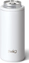 Swig Life Skinny Can Cooler, Stainless Steel, Dishwasher Safe, Triple Insulated Slim Can Sleeve for 12oz Tall Skinny Can Beverages (White)