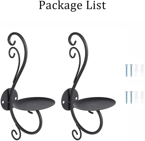 Candle Sconces Wall Decor Black Candle Holder for Pillar - Rustic Decorative Metal Candles Set of 2 for Living Room, Farmhouse, Fireplace, Wedding