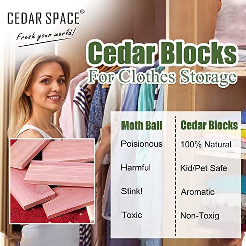 Cedar Space Cedar Blocks for Clothes Storage, 100% Aromatic Red Ceder Blocks, Cedar Planks, Cedar Accessories for Closets Storage, 16 Pcs