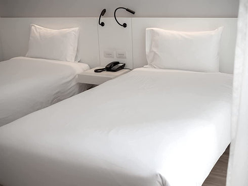 Sunshine Value Pack - XL Twin Fitted Sheet - Lightweight and Soft - White Fitted Sheet with Elastic Band, Flat Sheet, and Pillowcase for Hospitals, Hotel Resorts, Dorms, Homes, Kids Bed Sheet Set