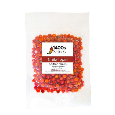 1oz Dried Chiltepin Peppers (Chile Tepin), Chiltepines Chili Pods for Authentic Mexican Food by 1400s Spices