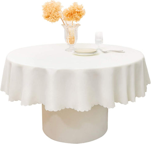 RUIBAO HOME Round Table Cloth Waterproof Oil Proof Wrinkle Resistant Washable Polyester Tablecloth for Dining Table Kitchen 90 inch Titanium White?90IN? Titanium White?