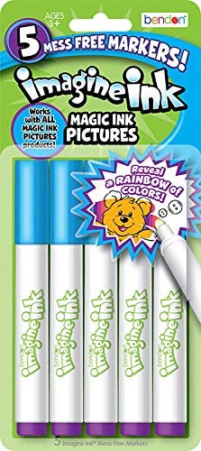 Imagine Ink Markers Only Replacement Bundle - 5 Pc Imagine Ink Markers Refill Separates Set for Imagine Ink Coloring Books for Kids with Stickers