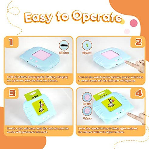 Yehtta Learning Toys for 3 4 5 6 Year Old Boys Birthday Gifts for 3-6 Years Old Boys 224 Words Audible Baby Flash Cards Speech Therapy Toys Autism Toys for Girls Christmas Birthday Gifts for Kids