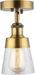 Fivess Lighting Antique Gold Flush Mount Light Fixture Clear Glass Semi Flush Mount Ceiling Light for Hallway Bathroom Entryway Kitchen Farmhouse