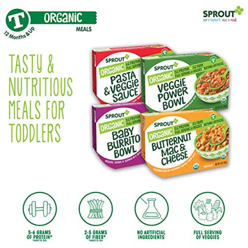 Sprout Organic Baby Food, Toddler Meals, Mediterranean Veggie Power Bowl with Beans & Quinoa, 5 Oz Bowl (1 Count)