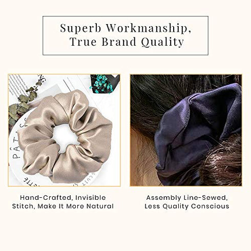 LILYSILK Silk Hair Scrunchies for Frizz&Breakage Prevention, 100% Mulberry Silk Hair Ties No Damage, Elastic Silk ponytail Holders, 5Pcs, Random Color