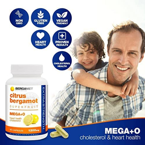 Citrus Bergamot - 1200mg, 80% Polyphenols - Citrus Bergamot Supplement for Healthy Cholesterol - Supports Heart & Cardiovascular Health - Cholesterol Supplements - Bergamot Capsules - USA - 120 Caps
