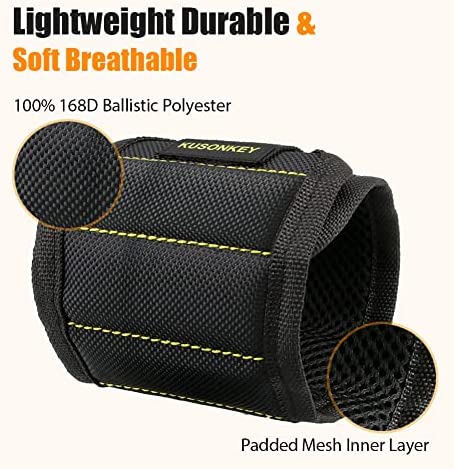 Magnetic Wristband for Holding Screws,KUSONKEY Christmas Gifts for Men Who have Everything,Wrist Magnetic Screw Holder with Strong Magnets,Wrist Magnet Tool for Dad,Father,Handyman,Electrician