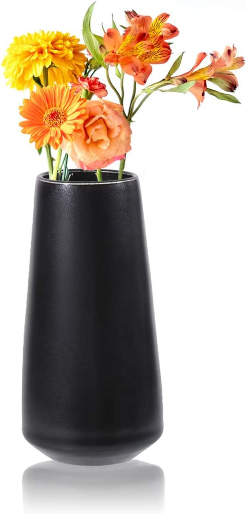 Ceramic Flower Vase for Home Décor Office Decoration, 6 Inch, Matte Black