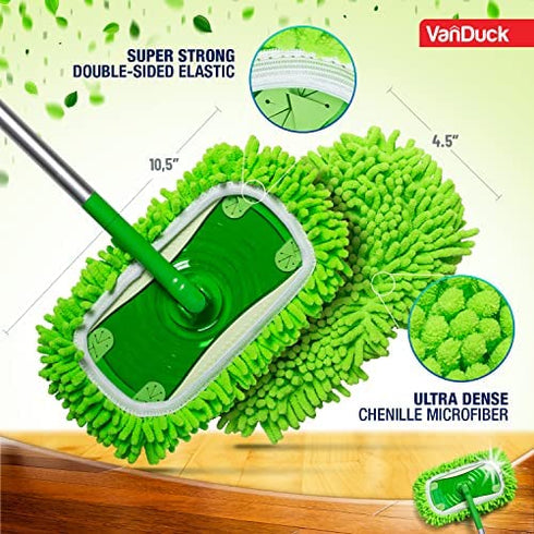 VanDuck Dust Mop Refill Compatible with Swiffer Sweeper Mop (2 Pack) - Microfiber Pet Heavy Duty Dry Cloth Refills - Reusable Mop Pad (Mop is Not Included)