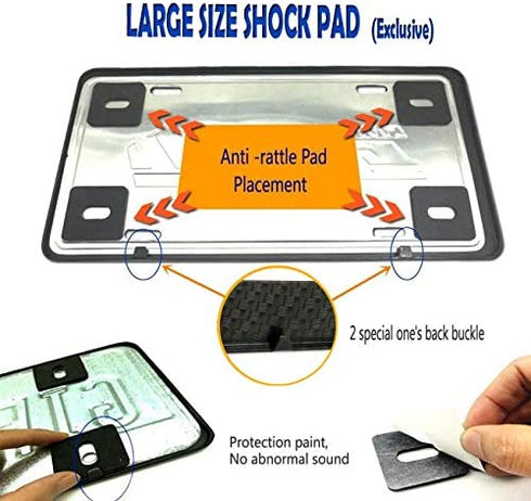 Aootf License Plate Frame Carbon Fiber- Black Aluminum Car Tag Holder Cover Printed Carbon Pattern with Stainless Steel Screws Caps, Front & Rear 2 Pack