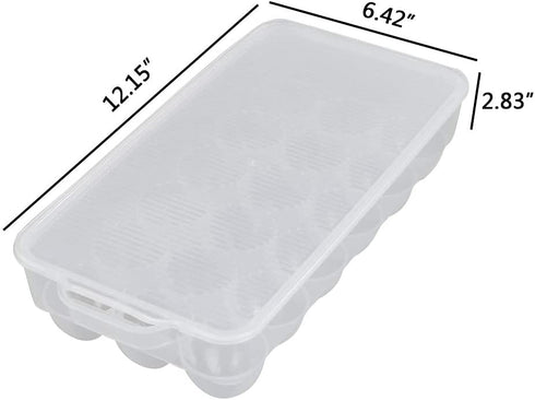 Teyyvn 2-Pack Clear Refrigerator Plastic Egg Holder Storage Bin with Lid, Stores 18 Eggs, F