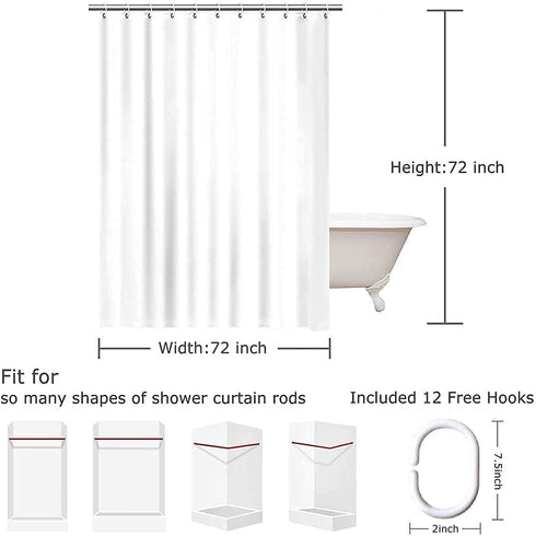 LORIE Blossoming Bluish Hibiscus Shower Curtain White Background Waterproof Fabric Bath Curtain Home Bathroom Bathtubs Decor