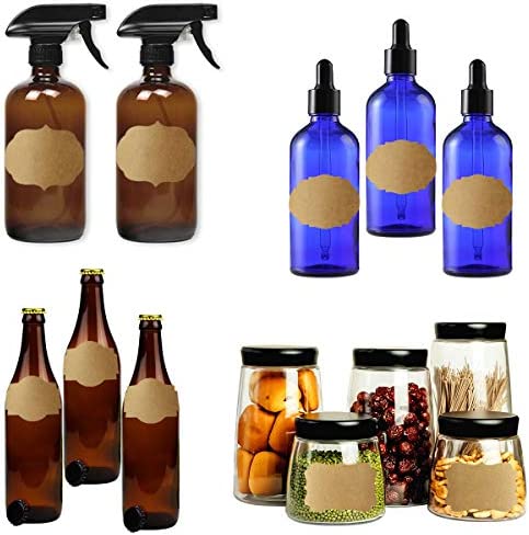 Cualfec Kraft Paper Tag Stickers Blank Labels for Christmas Package, Mason Jars, Bottles, Candle Containers 2" x 3" Large Labels - 100 x 2 Rolls