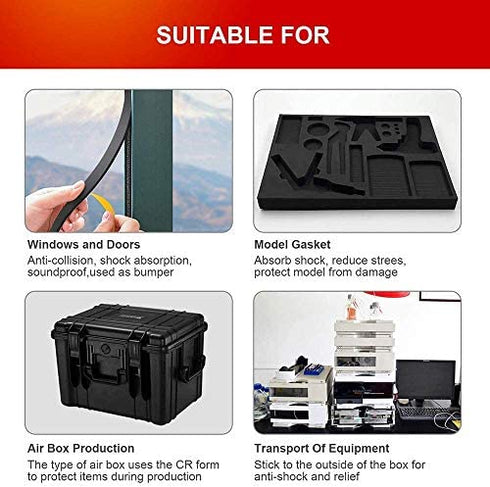Weather Stripping Door Seal Strip,High Density Foam Tape,Doors and Windows Insulation Soundproofing Weatherproof,Self Adhesive Rubber Weatherstrip Door Seal Strip (1/2''W X 1/2''T X 13'L)
