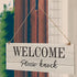 1 Piece Double-side Meeting In Progress Please Do Not Disturb, Welcome Please Knock Hanging Wooden Sign Plaque, In a Meeting Sign for Office Door Meeting Room Home Study, 16 x 6 Inch (Brown and White)