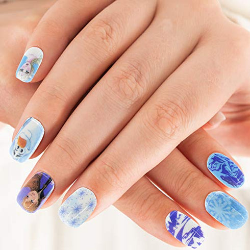 Disney Frozen 2 - Townley Girl 48 Pcs Press-On Nails Artificial False Nails Set for girls, kids with Pre-Glue Full Cover Acrylic Nail Tip Kit, Ages 6+ for Parties, Sleepovers and Makeovers