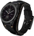 CooBES Compatible with Samsung Galaxy Watch 46mm/Galaxy Watch 3 45mm/Gear S3 Frontier/Classic Bands, 22mm Genuine Leather Cuff Bracelet Replacement Strap with Stainless Steel Buckle Men Women (Black)