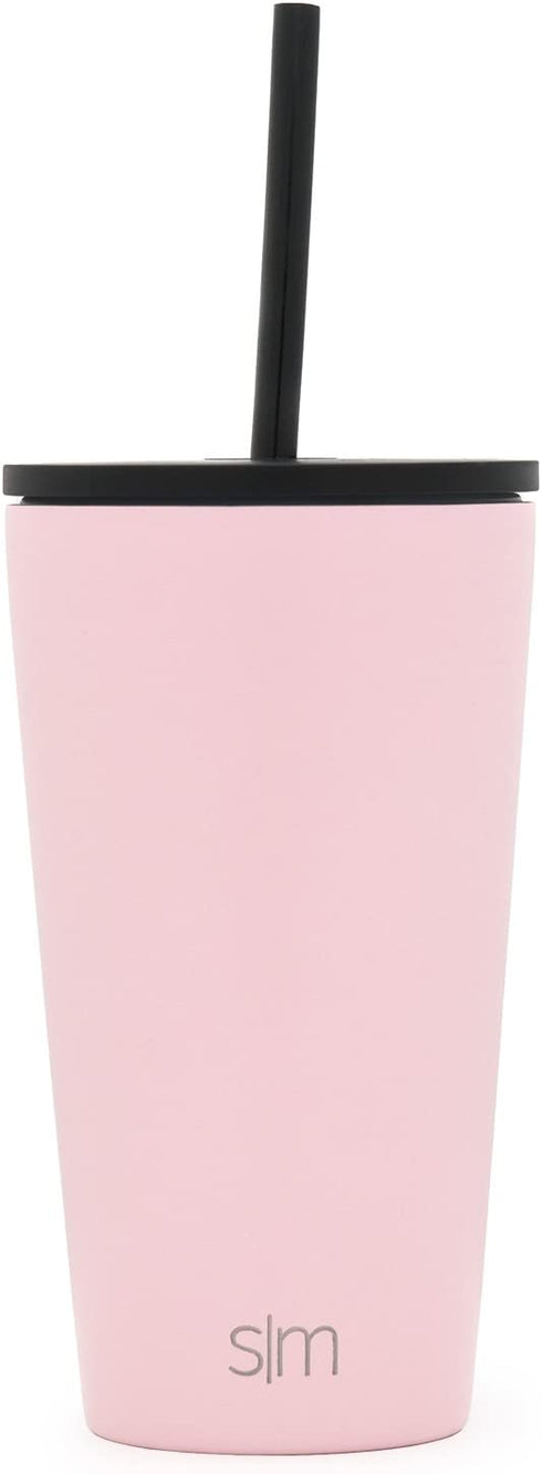 Simple Modern Insulated Tumbler Cup with Flip Lid and Straw Lid | Reusable Stainless Steel Water Bottle Iced Coffee Travel Mug | Classic Collection | 16oz (470ml) -Blush