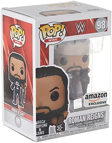 Funko POP WWE: Roman Reigns with Title, Wreck Everyone and Leave, Amazon Exclusive Vinyl Figure, Multicolor, (57309)