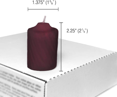 Burgundy Mulberry Scented Votive Candles - 15 Hour Long Burn Time - Textured Finish - Box of 20