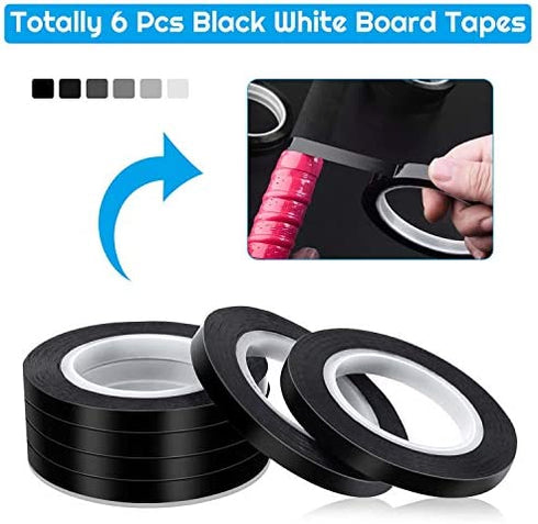 Audab 6 Rolls 1/4 Pinstripe Tape Vinyl Chart Tape White Board Tape Lines Dry Erase Whiteboard Thin Tape Pinstriping Graphic Grid Marking Tape