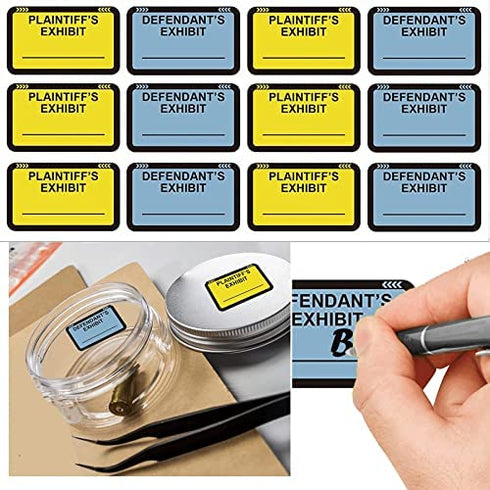 Legal Yellow Plaintiff's Exhibit Blue Defendant's Exhibit Stickers 1.65 X 1 Inches - Color-Coded Exhibit Labels 400 Stickers Per Pack