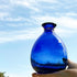 YILE Glass Vase for Flowers, Rounded Small Blue Glass Vase for Home Decor Gift Centerpieces Events (Dark Blue & Gold)