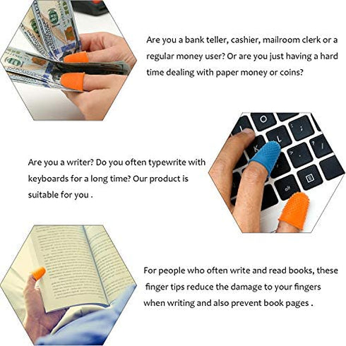 10 Pieces Rubber Fingers with 1/2 Oz Fingertip Moistener, Non-Slip Fingertips Thick Reusable Finger Protector for Paper Bills Document Counting Collating Sorting Task