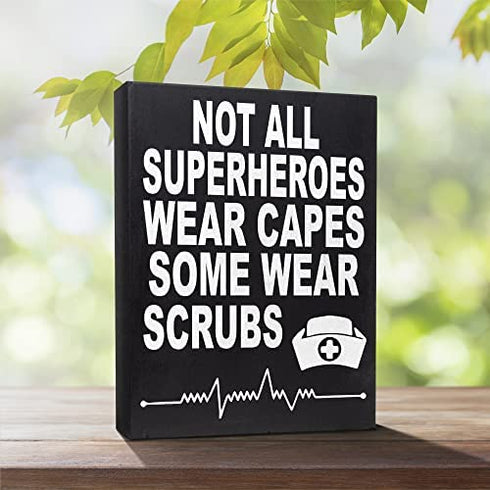 JennyGems Nurse Gifts, Nurse Appreciation, Not All SuperHeroes Wear Capes Some Wear Scrubs, Nurse Signs, Nursing Decor, 6x8 in, Made in USA