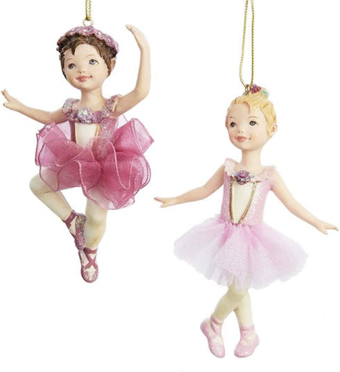 Kurt Adler 4.25-Inch Ballet Girl Christmas Ornaments 2 Assorted