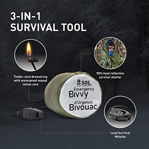 S.O.L. Survive Outdoors Longer S.O.L. 90% Reflective Emergency Bivvy, Green