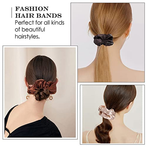 12 Pcs Hair Scrunchies Stain Hair Scrunchies Silk Scrunchies Elastic Hair Ties Ropes Scrunchie for Women or Girls Hair Accessories for Christmas New Year