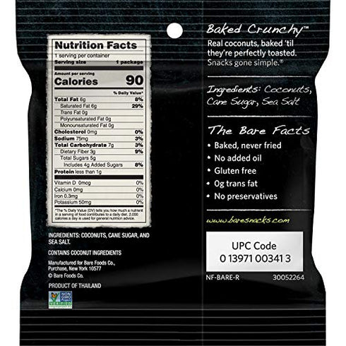 Bare Baked Crunchy Fruit Snack Pack, Coconut, 0.53 Ounce (Pack of 16)