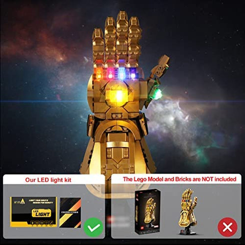 LED Light for Lego 76191 Infinity Gauntlet Collectible Building Kit, Decoration Lights for Thanos Hand Gauntlet Model, Basic Version Lighting for Infinity Stones (Lights Kit Only,No Lego Model)