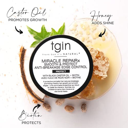tgin Miracle RepaiRx Smooth & Nourish Edge Control for For Damaged Hair - Repair - Protect - Restore - 4 ounces