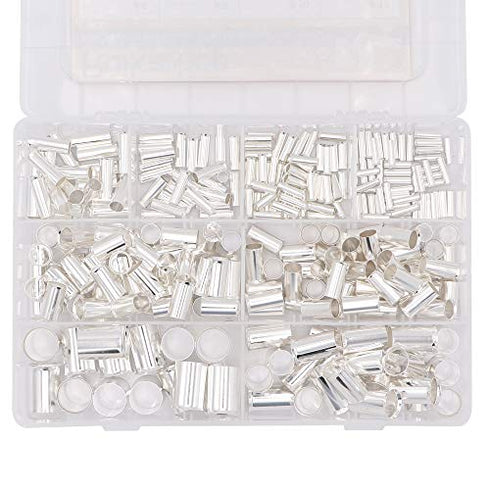 Ruikarhop 290PCS (AWG 12 10 8 6 4 2 1 2/0) 2/0-12 Gauge Wire Ferrules Kits Silver Plated Copper Crimp Connector Non Insulated Ferrules Pin Cord End Terminal