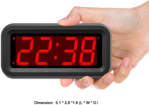 EUTUKEY Bedroom Alarm Clock Battery Operated Only, 1.2" LED Screen, Big Red Digit Display, 2-Levels Dimming, Snooze, 12/24h, Easy Digital Clock for Kids and Adults, Elderly, Boys, Girls