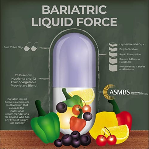 Bariatric Multivitamin - Liquid Filled Vitamins 42 Super Fruits Post Bariatric Surgery Must Haves